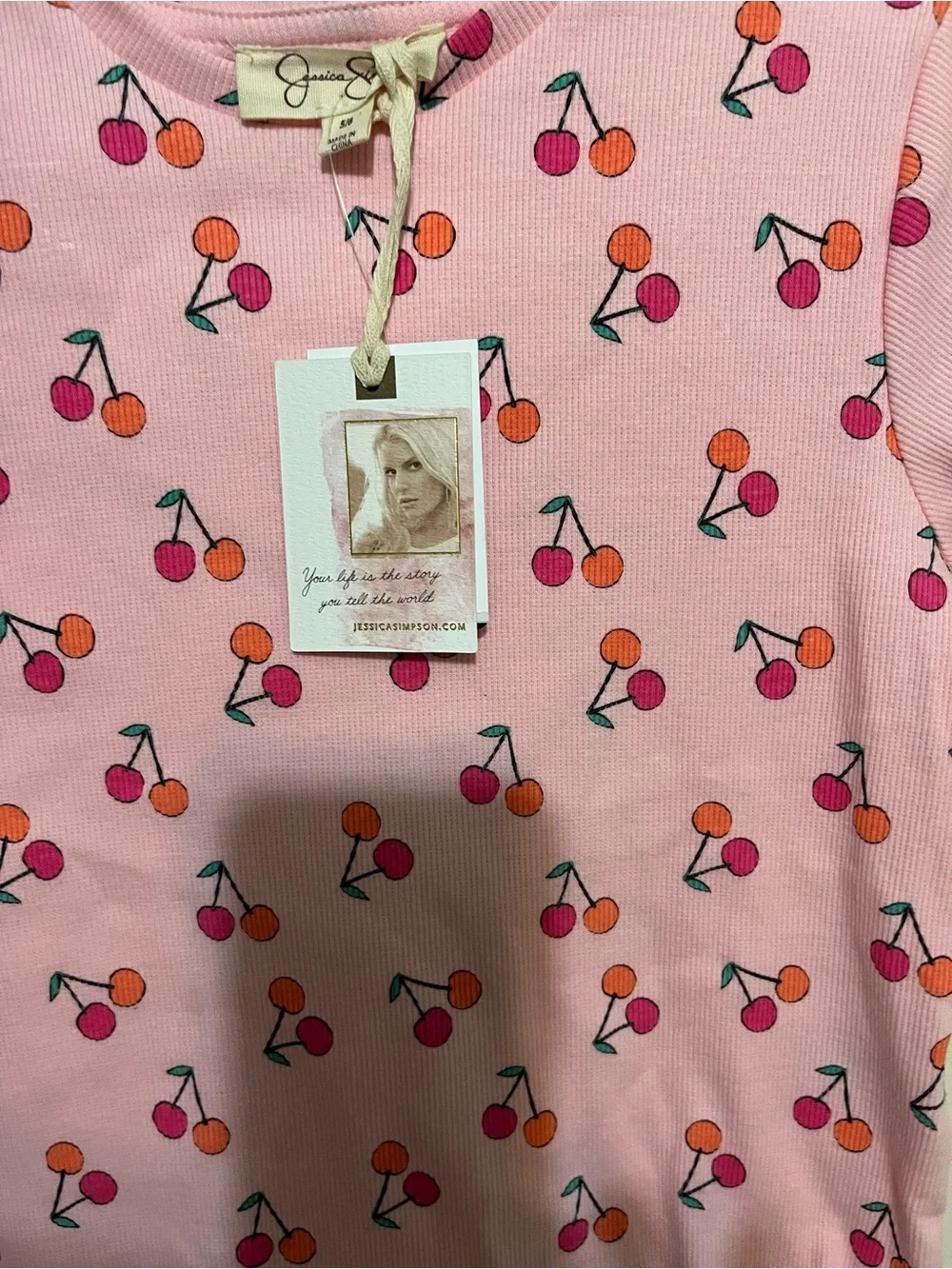 Jessica Simpson Pink Cherry Print Kids Pajama Set